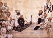 unknow artist Thakur Daulat Singh,His Minister,His Nephew and Others in a Council Germany oil painting artist